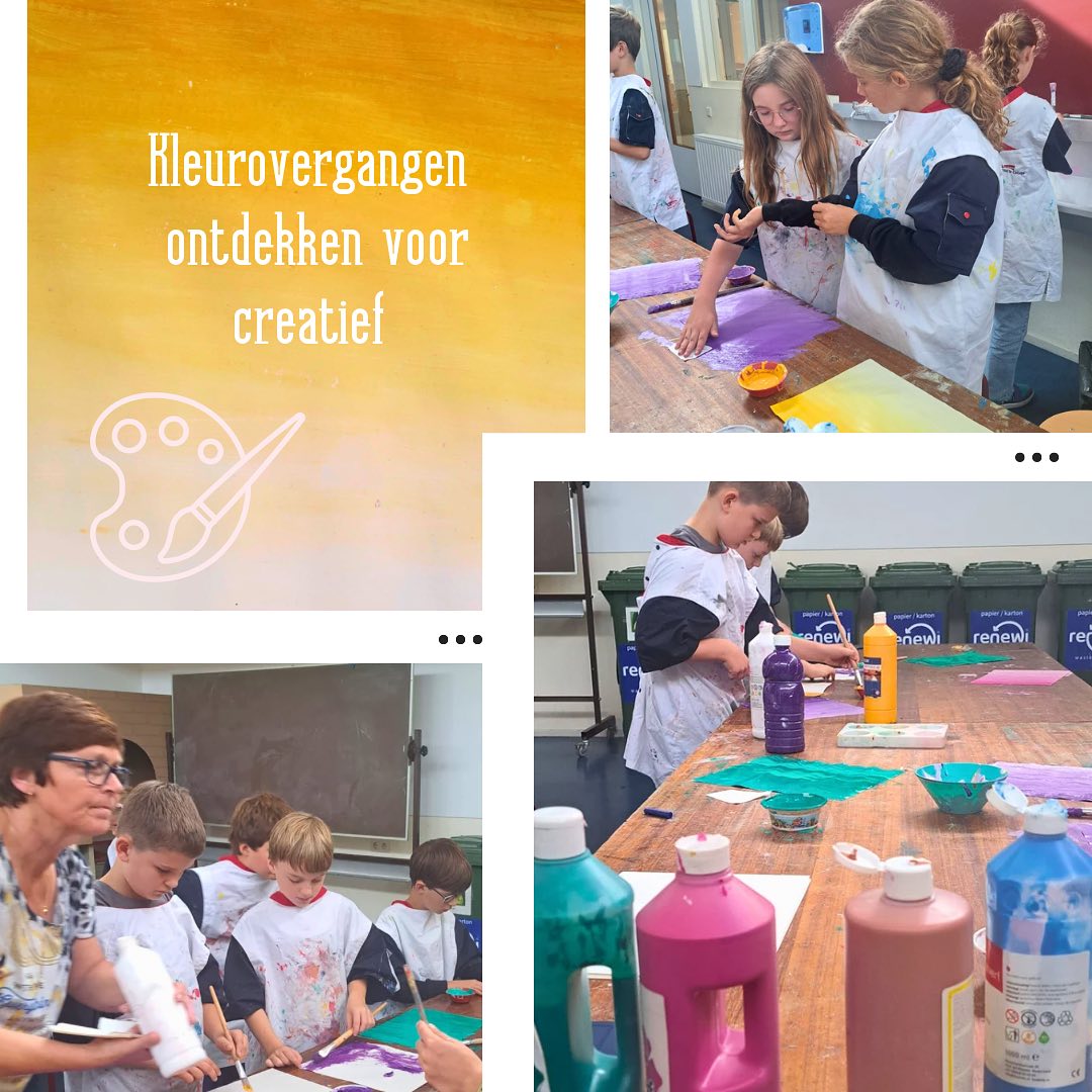 Creatief bij juf Betty in groep 5-6-7🎨🖌️. Vandaag zijn de kinderen aan de slag gegaan met verven. Door steeds meer wit toe te voegen , zagen de kinderen dat de kleurovergang tot stand kwam. 🖼️👩🏼‍🎨 #kindcentrumjij #creatiefopschool #stichtingobo