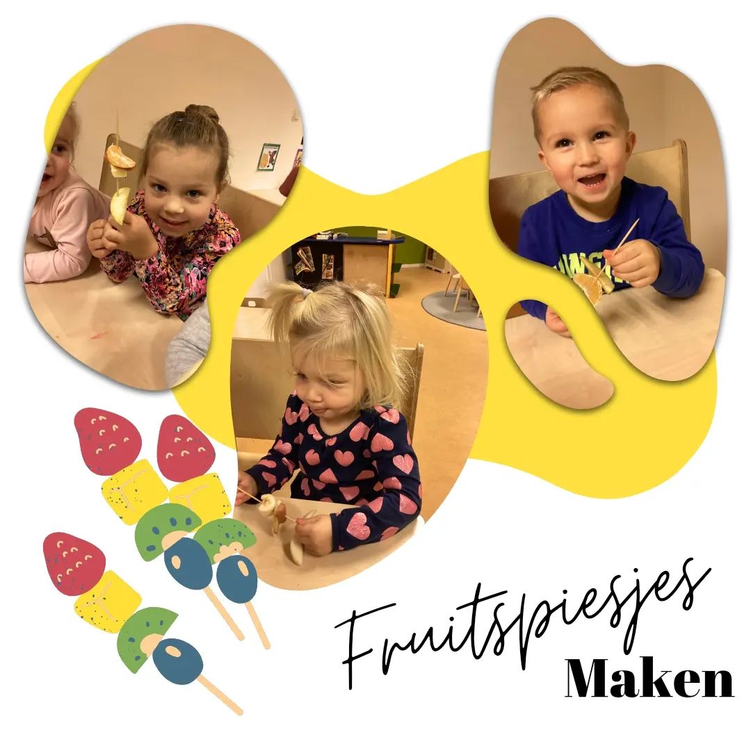 Deze week maken we fruitspiesjes! 🍌🍑🍎