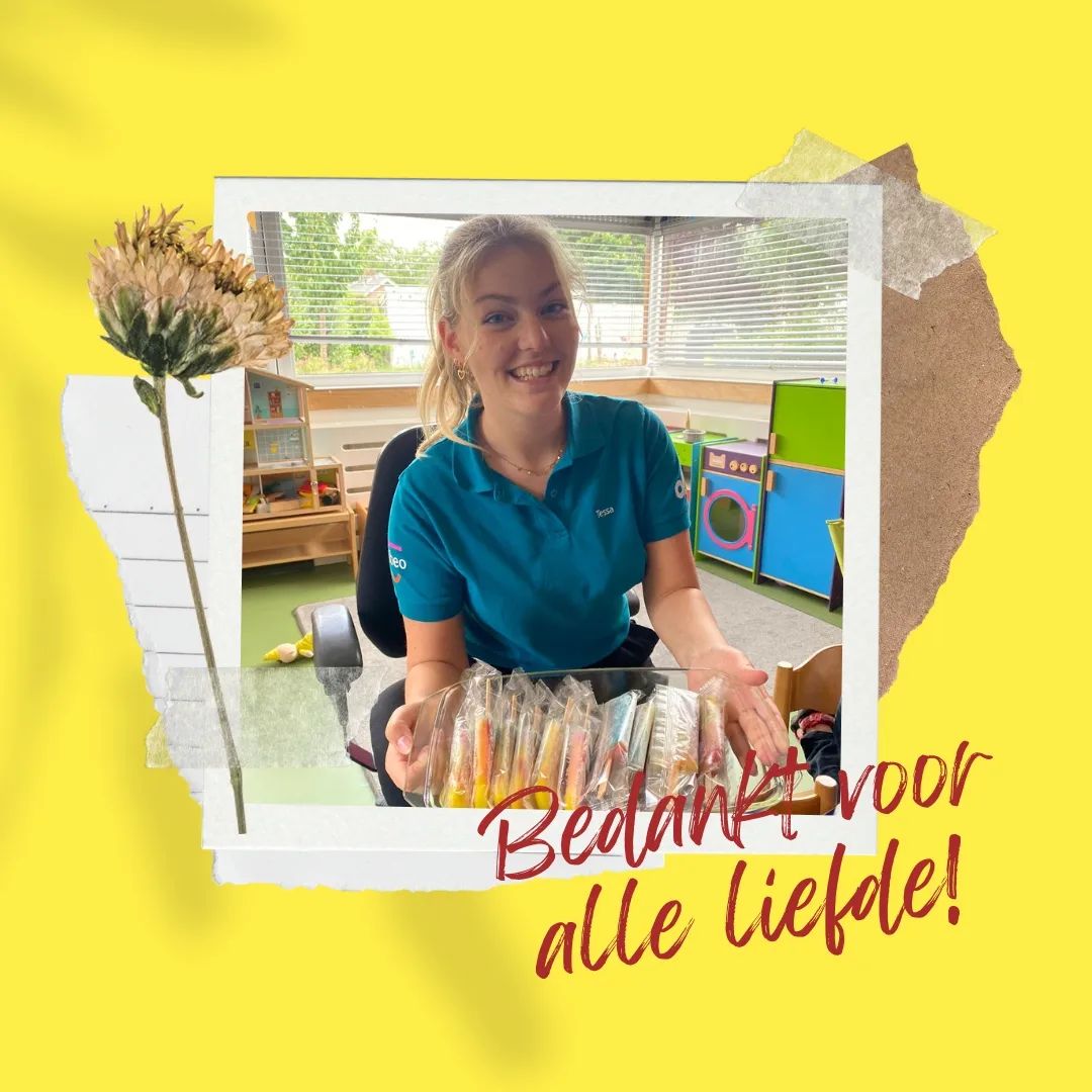 Afscheid 💐
Vorige week was juf Tessa voor het laatst op onze locatie! We wensen haar heel veel plezier en succes toe op haar nieuwe locatie binnen Kibeo🥰 Bedankt voor alles!

#kibeo #afscheid #bedankt